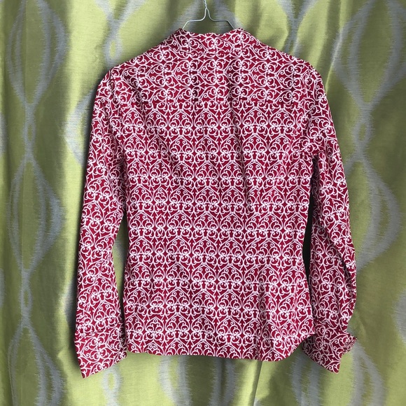 Talbots Red Scroll Button Down Shirt size 6P - Picture 2 of 11